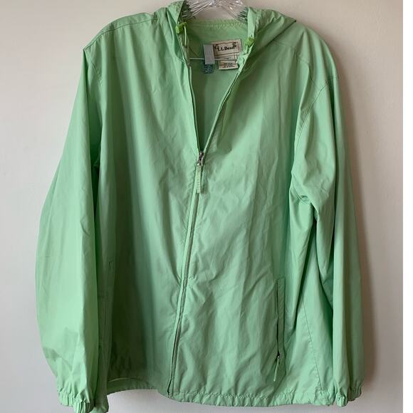 Size XL Women’s L.L. Bean Windbreaker Jacket Chartreuse Green w/ Hood 1990s - Picture 11 of 11